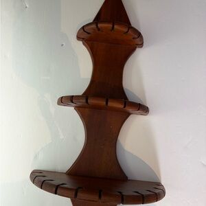 Vintage Brown Wooden Wall Shelf/ spoon rack